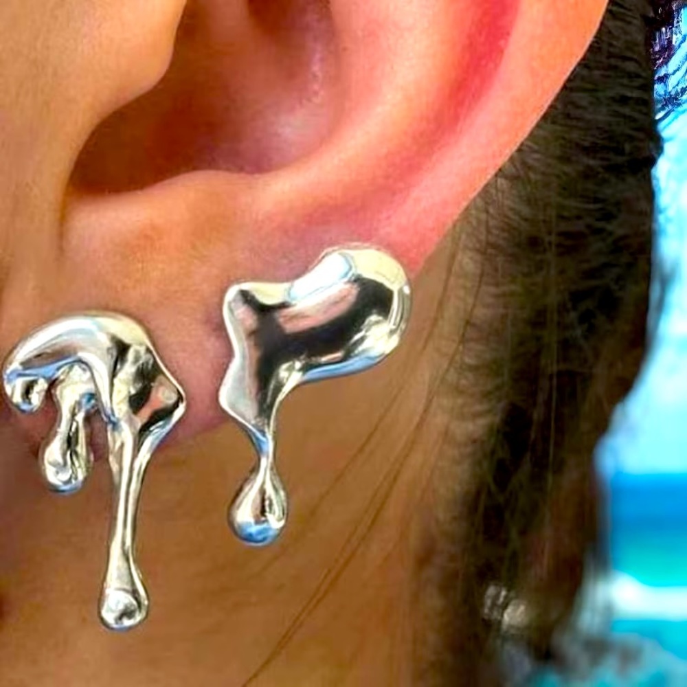 H&M Set of 2 Drip Silver Earrings and Studs - BNWT